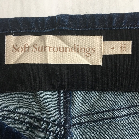 Soft Surroundings The Ultimate Pull-On Bootcut Dark Wash Blue Denim Jeans Large - Picture 11 of 16